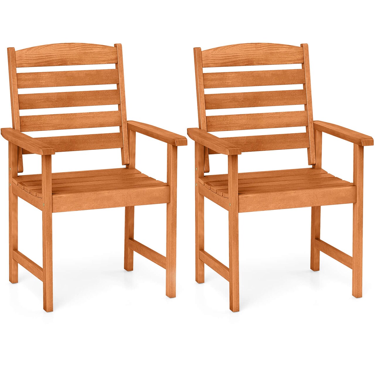 Costway Patio Chairs Set of 2/4 with Inclined Backrests and Slatted Seats for Deck
